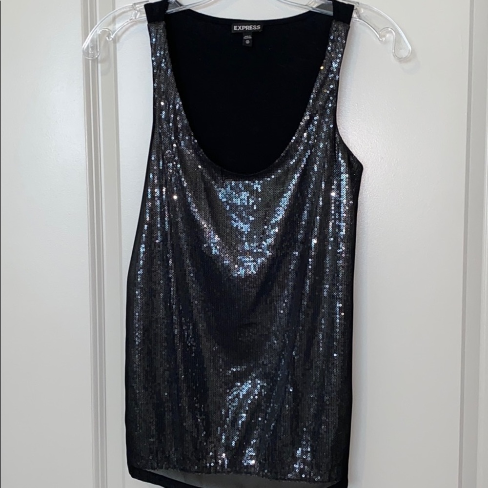 Sassy Black Sequin Express Tank XS